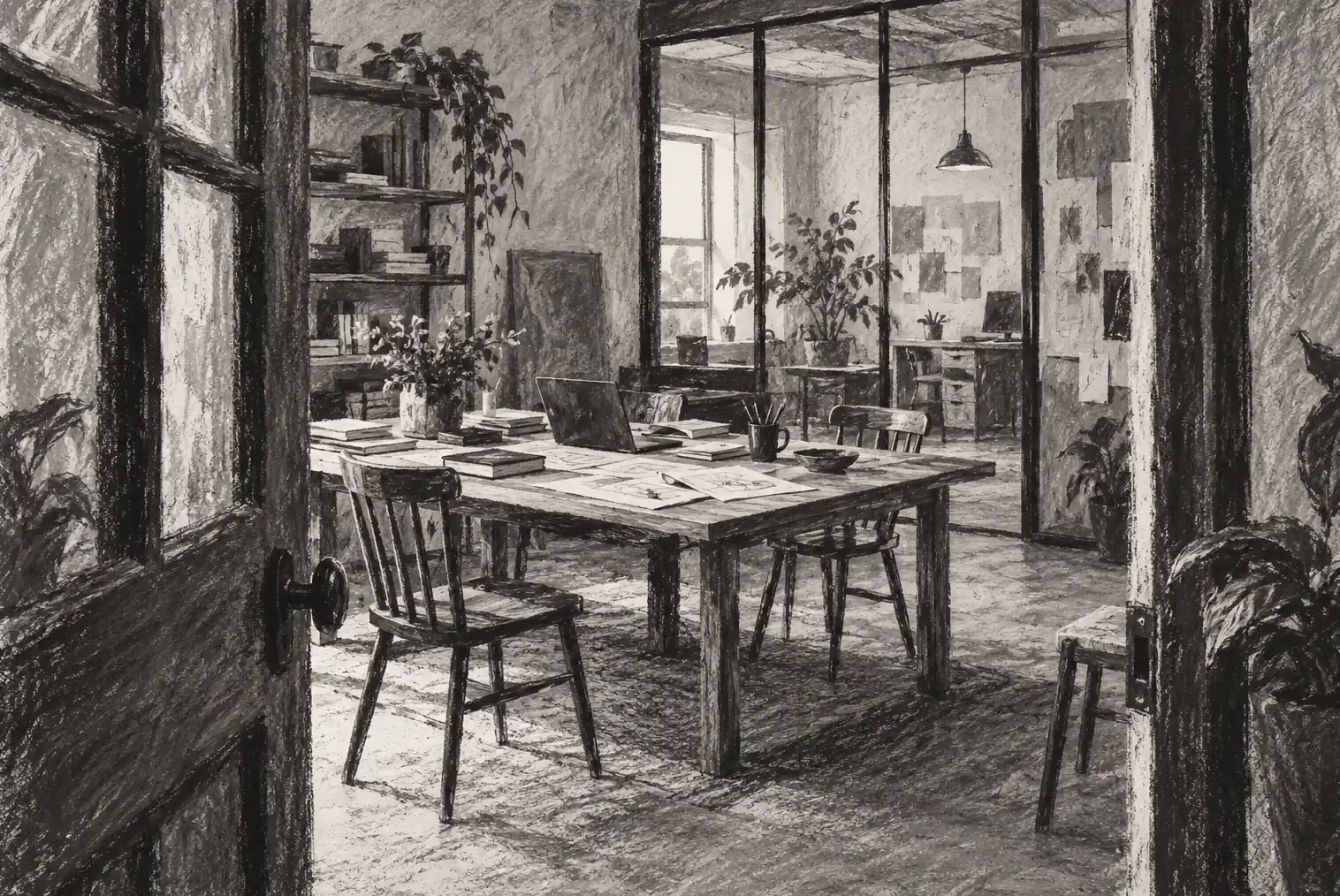 Illustration of consulting businesses and their working space